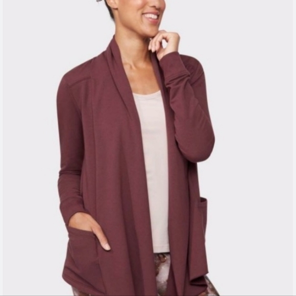 Manduka open front burgundy yoga cardigan size medium - Picture 3 of 3